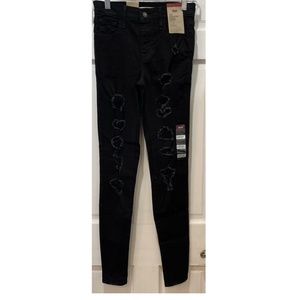 Levi’s 720 High-Rise Super Skinny Black Distressed Jeans Size 0 (25x30)